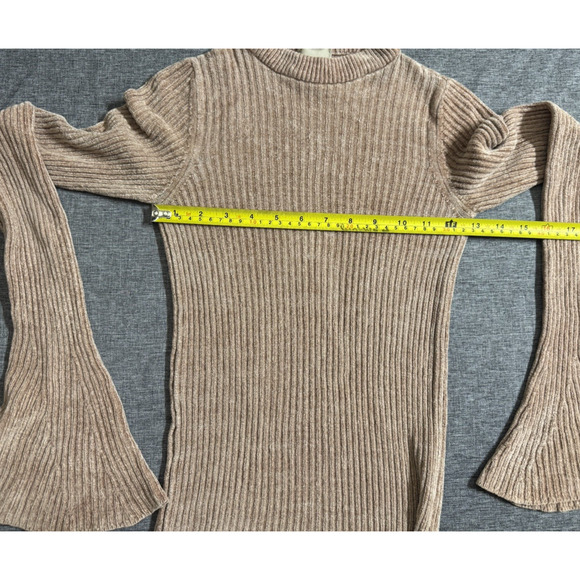 (nude Brand) ribbed bell sleeve sweater Brown Made In Italy M /40 - Picture 3 of 8